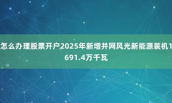 怎么办理股票开户2025年新增并网风光新能源装机1691.4万千瓦